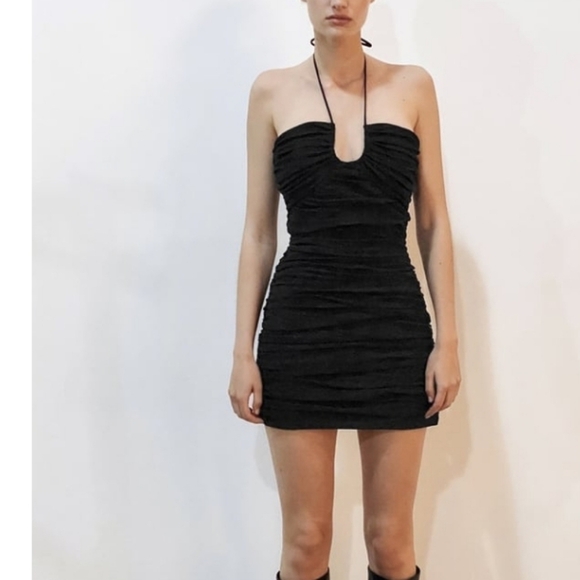 ZARA DRAPED MINI DRESS - Picture 1 of 8